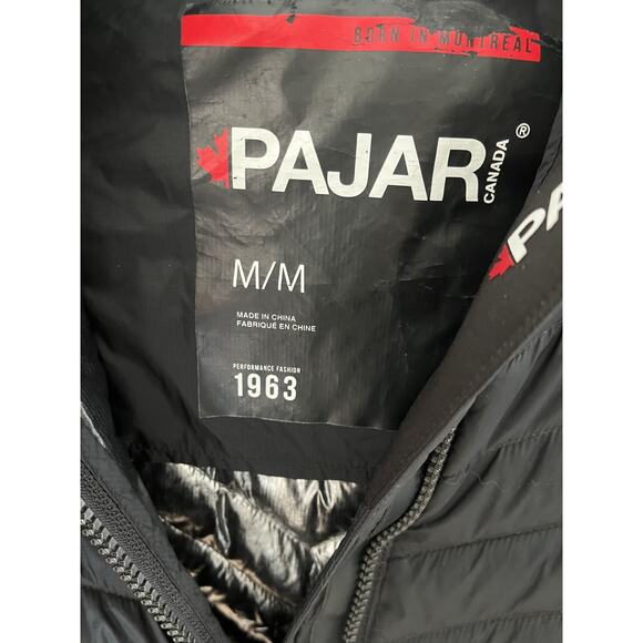 Pajar Women M Black Quilted Ski Puffer Jacket Reflective Hood Outdoor Streetwear - Picture 2 of 10